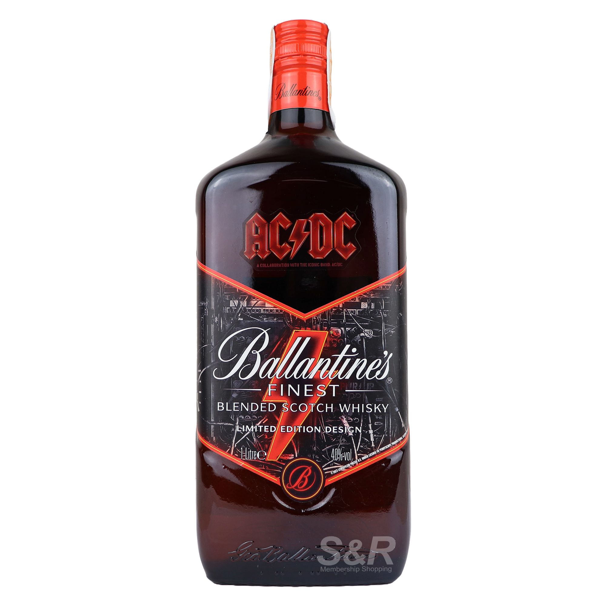 Ballantines Finest Blended Scotch Whiskey AC/DC Limited Edition Design 1L Ballantines Finest Blended Scotch Whiskey AC/DC Limited Edition Design 1L